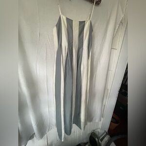 NWT Madewell Size 4 Midi Striped Silk Slip Dress in Blue And Ivory  .